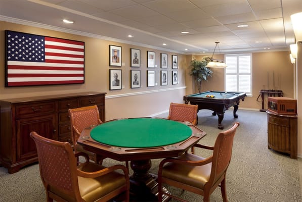 Common area with pool table and seating