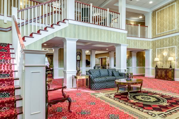 Interior view of the facility's lobby area with seating