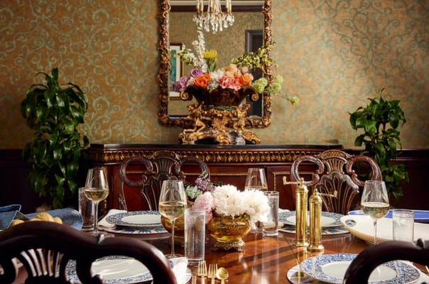 Elegant dining room set for a meal