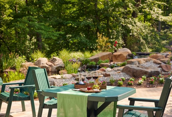 Outdoor table set with a view of nature