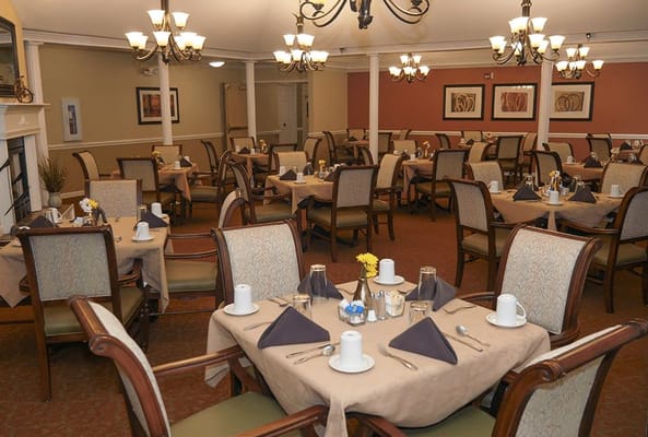 Dining room set up for a meal service