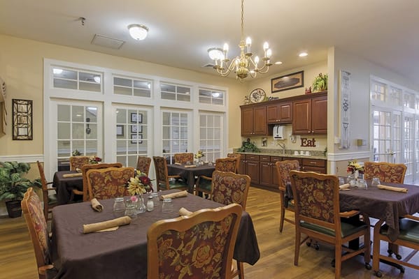 Interior dining room with decorated tables