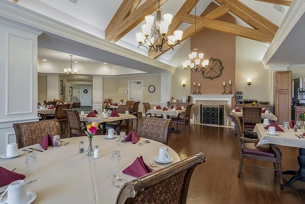 Dining area with elegantly set tables