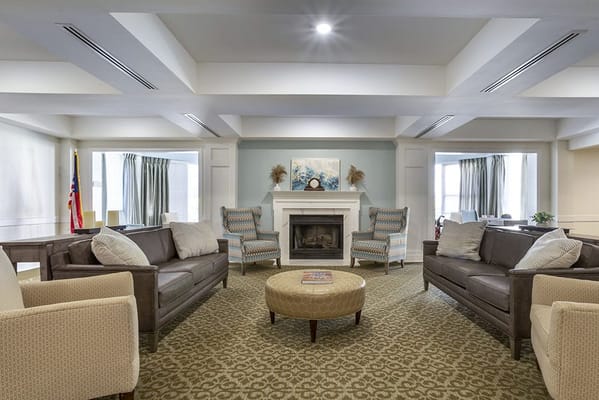 Bright and welcoming common area with seating