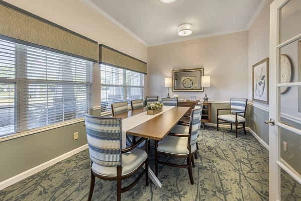 Bright and inviting meeting room with a long table