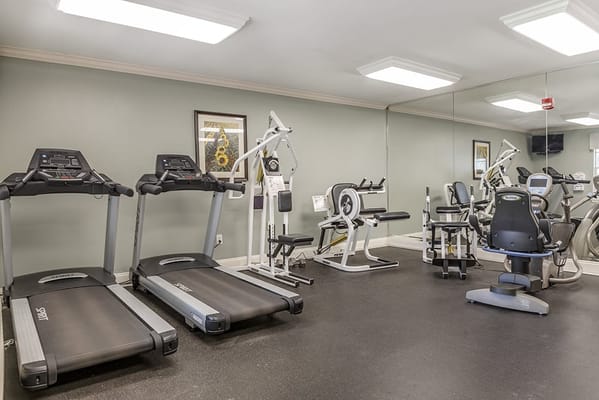 Well-equipped fitness center with exercise machines