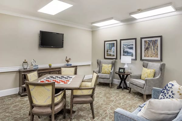 Comfortable seating area in a senior living facility