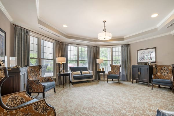 Comfortable common area with seating and natural light