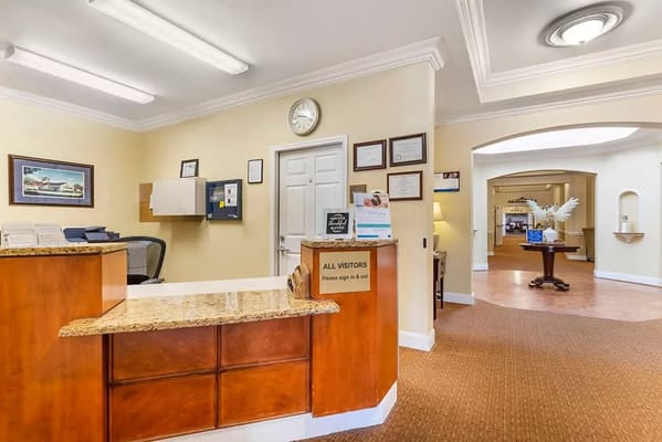Reception area of a senior living facility