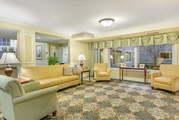 Cozy common area with seating and decorative lighting