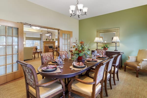 A dining room set up for a meal service