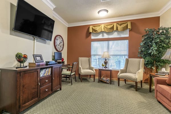 Cozy common area with seating and decor