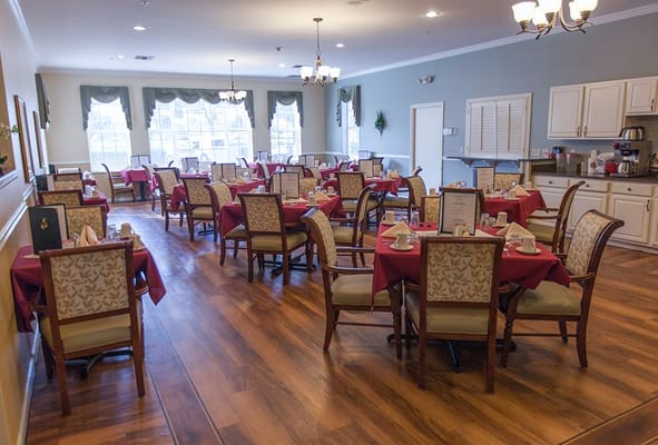 Dining room set up for meals