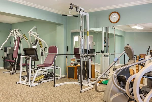 Interior view of a gym with exercise equipment