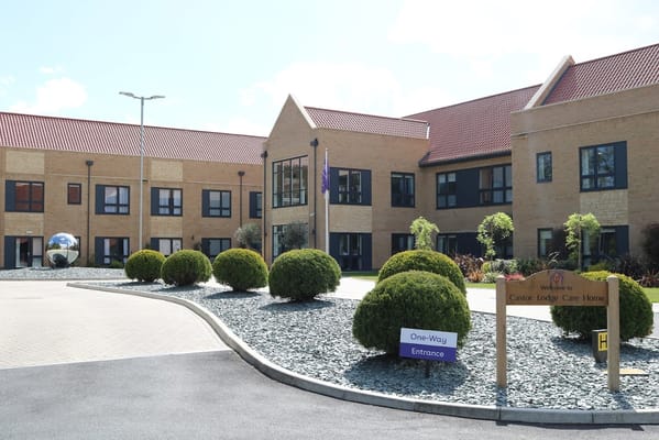 Exterior view of Castor Lodge Care Home entrance