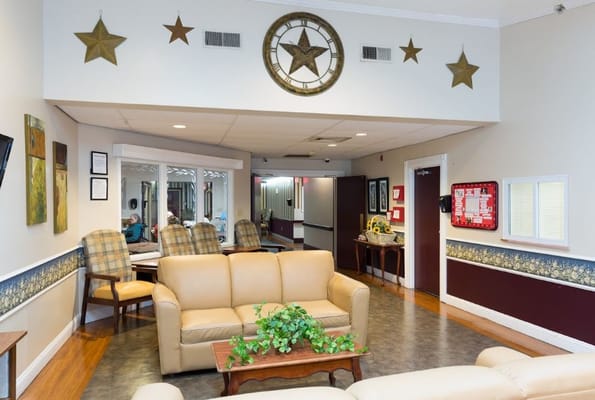 Common area with seating and decorations