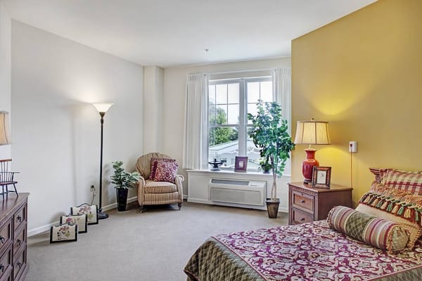 Cozy resident room with light decor and natural light