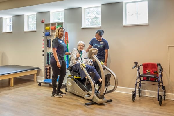 Residents engaged in a physical activity session