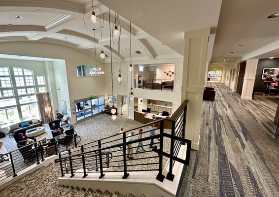 Common area with residents and staff socializing