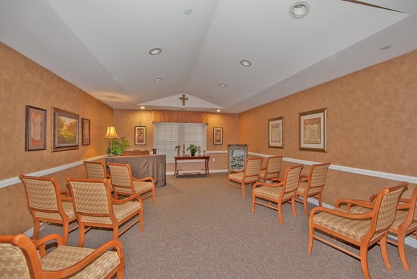 Interior view of a common area with seating