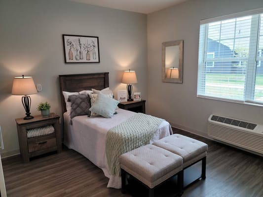 Cozy private room with a bed and decor