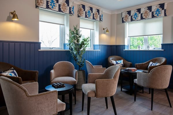 Bright common area with comfortable seating