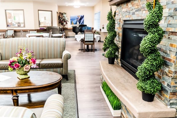 Cozy interior of a common area with seating and decor