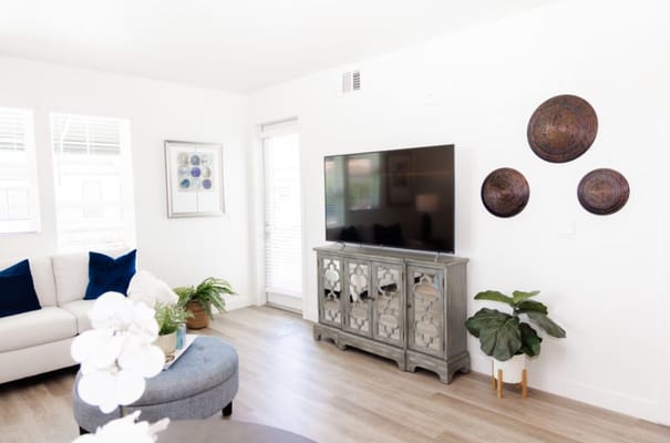 Bright interior living area with modern decor