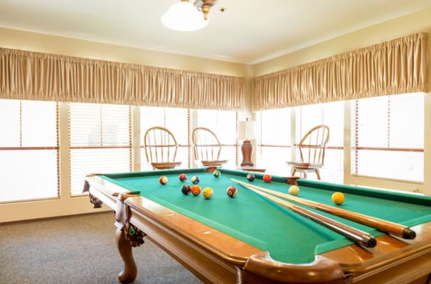 Interior view of a pool table in a common area