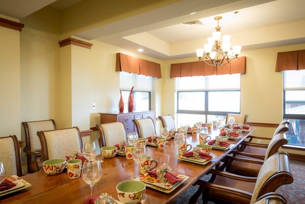 Well-decorated dining room set for a meal