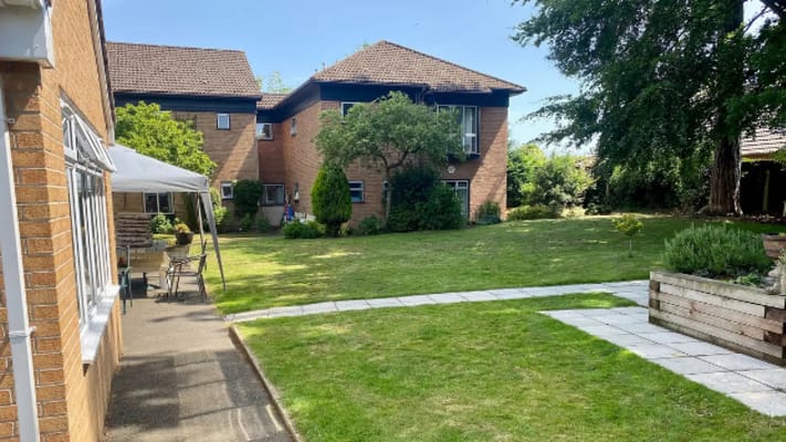 Outdoor view of the garden area at Cromwell House Care Home