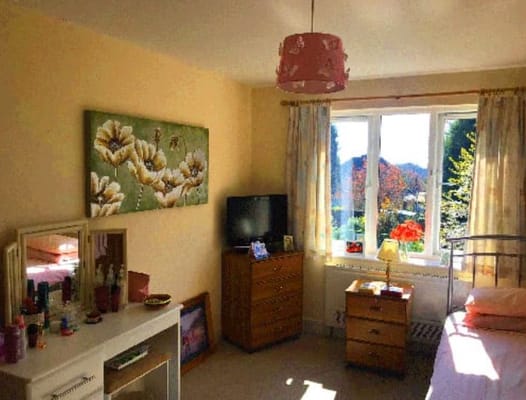 Cozy resident room with flowers and natural light