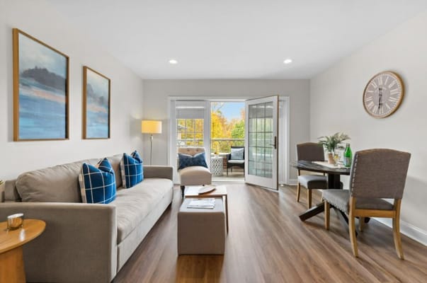 Bright interior common area with seating and natural light