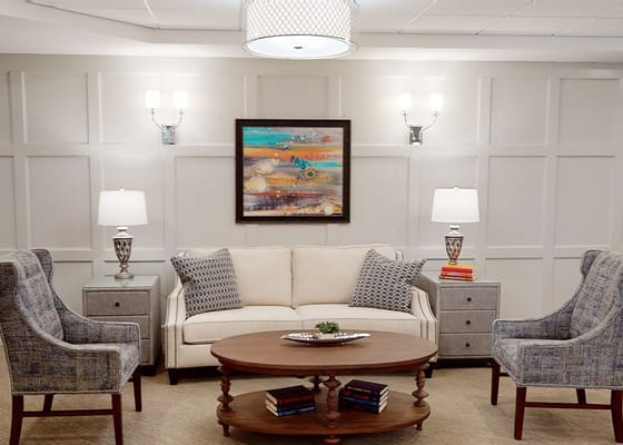 Cozy common area with a couch and artwork