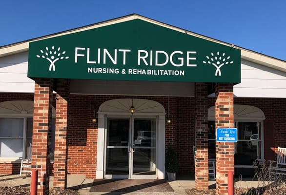 Exterior view of Flint Ridge Nursing & Rehabilitation entrance