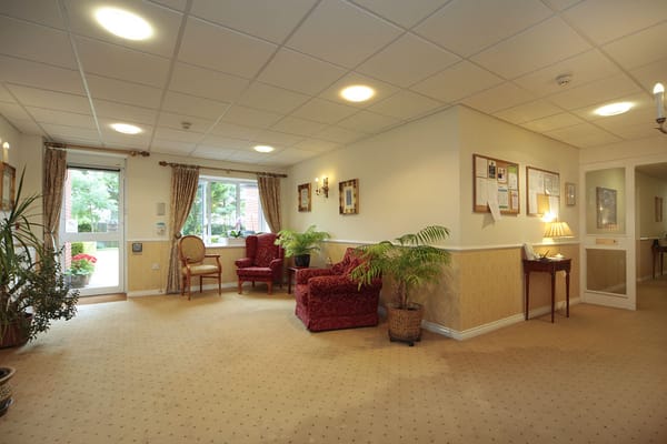 Cozy living area with red chairs and plants