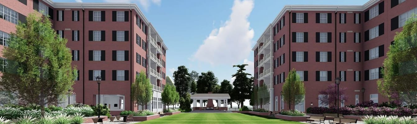 Beautiful outdoor space between residential buildings