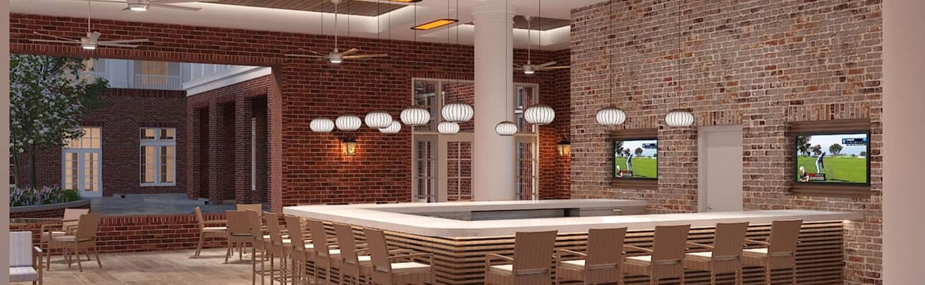 Stylish common area with a bar counter and seating