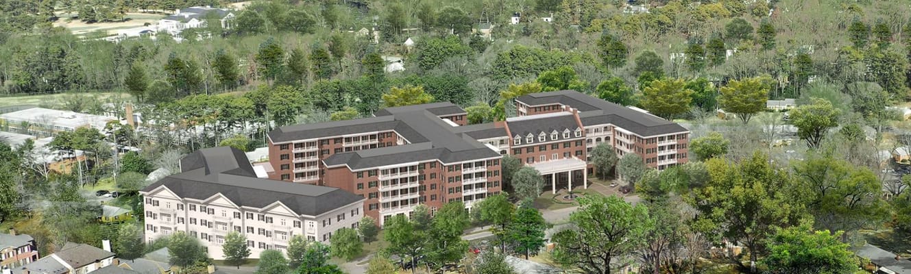 Aerial view of Hayes Barton Place senior living facility