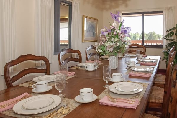 Elegant dining room set for a meal