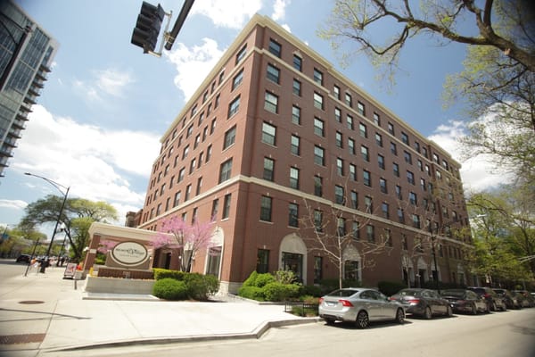 Exterior view of a senior living facility building