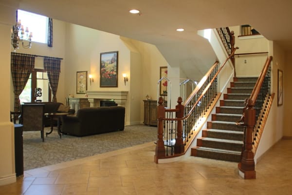Interior common area with seating and staircase