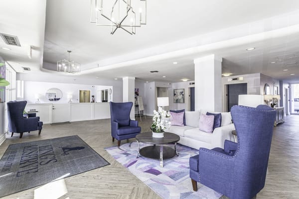 Bright common area with comfortable seating