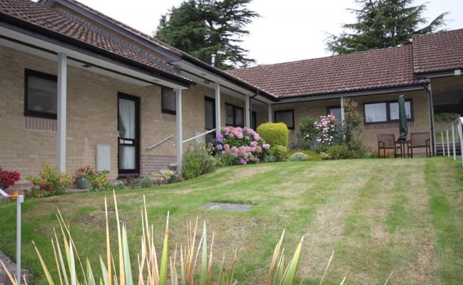 Outdoor view of a landscaped area at the facility