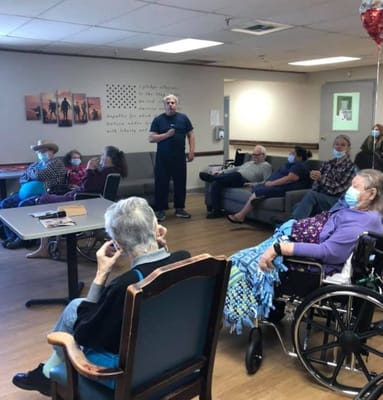 Residents engaged in an activity in a common area