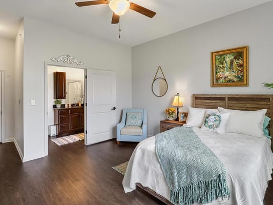 Cozy bedroom in a senior living facility