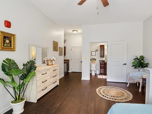 Bright, welcoming interior of a resident room