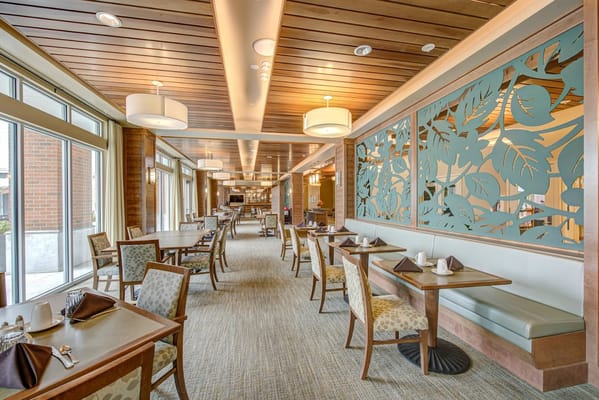 Dining area with elegant decor and seating