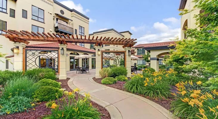 Outdoor garden entrance with pathway and plants