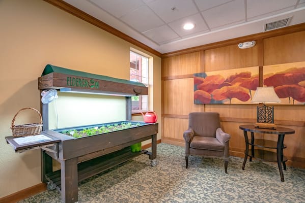 Indoor gardening station in a common area